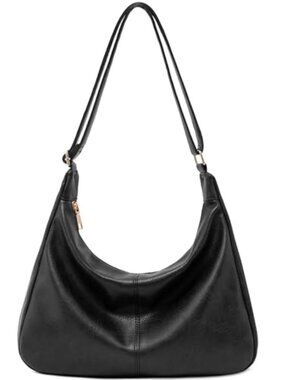 Retro Vegan Leather Hobo Shoulder Bag Foldable Slouchy Tote Crossbody Purse